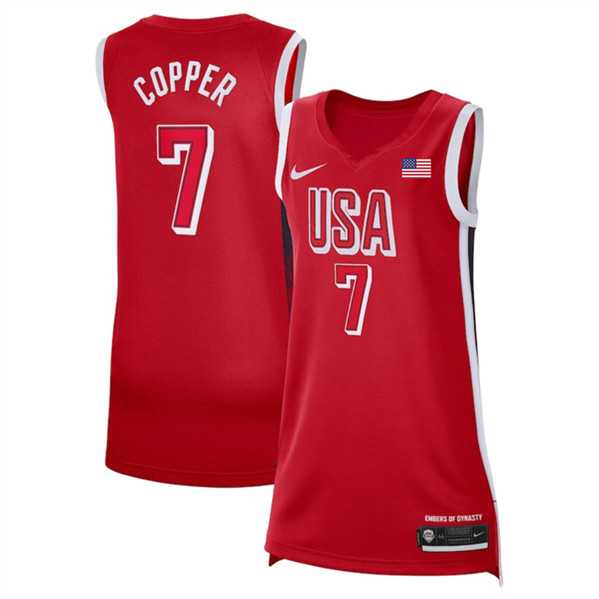 Women%27s USA Basketball #7 Kahleah Copper Red 2024 Swingman Stitched Jersey